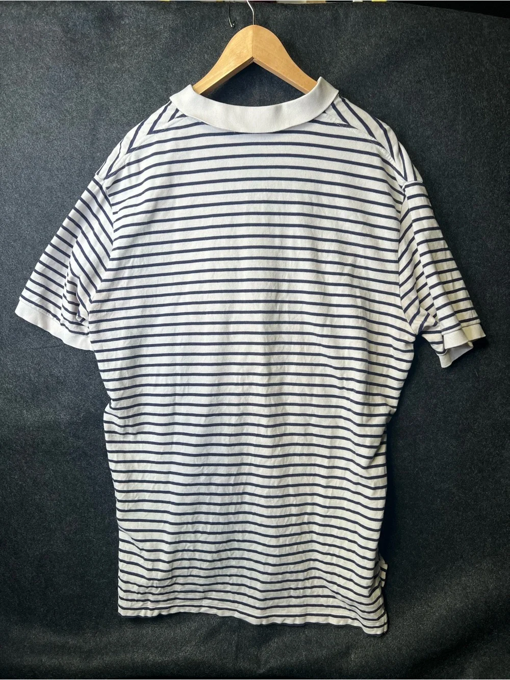 Polo Ralph Lauren Polo Shirt Men’s Size XL White Navy Blue Stripe Pony Logo
